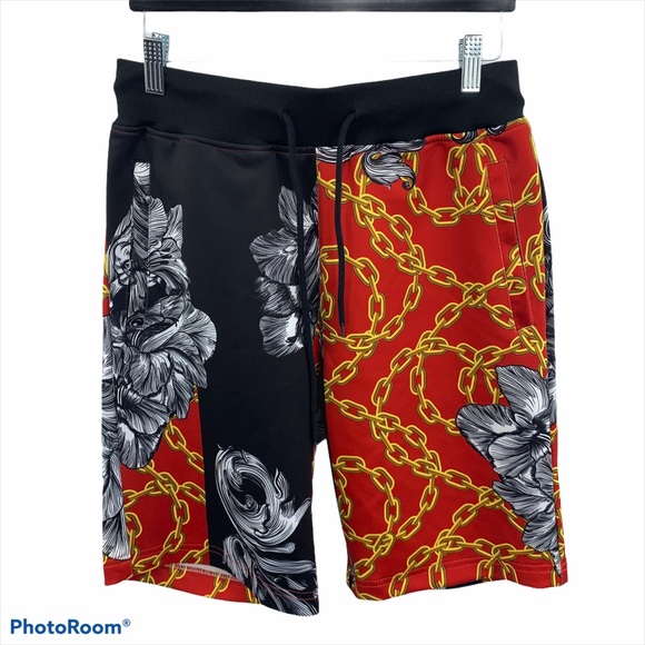 Reason Graphic Print Chain Link Floral Shorts Sm - Picture 2 of 10